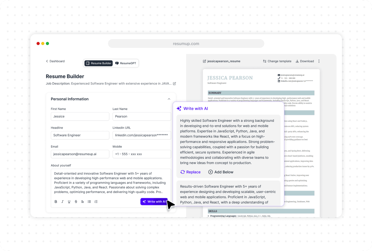 3. Build resume with the help of AI