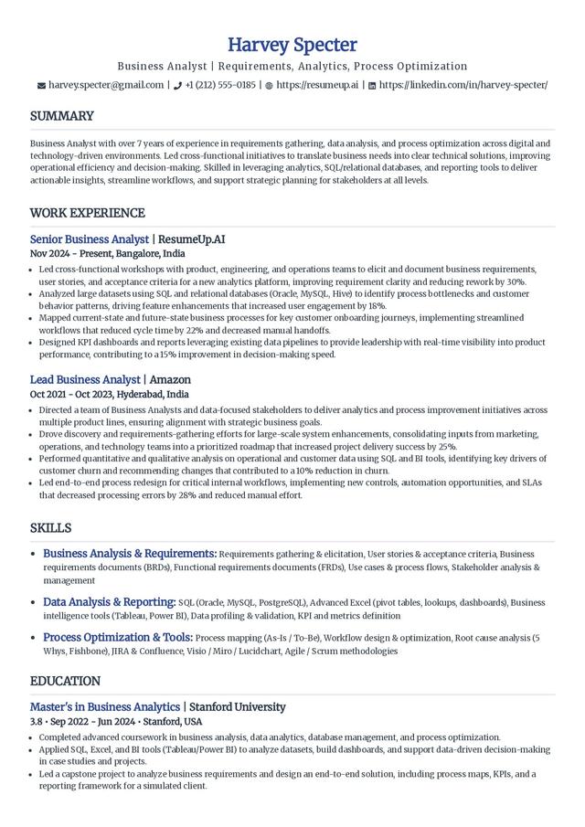 Simple one-column resume template with clean headings, suited to entry-level candidates