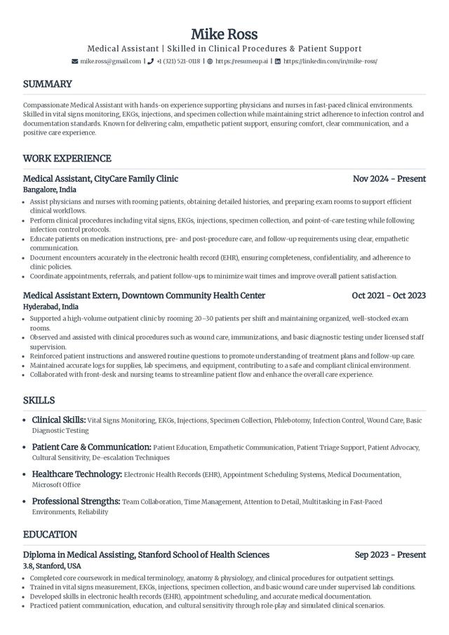 Standard single-column resume template with plain section headings, safe to run through an ATS