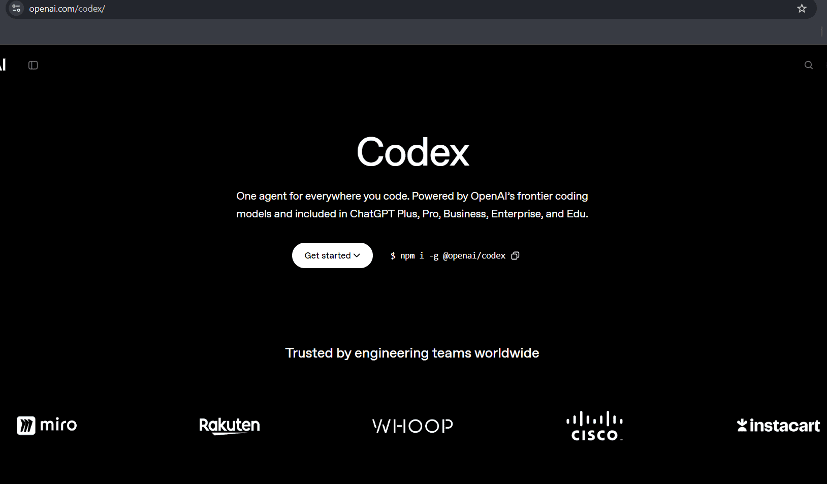 ChatGPT Codex - One agent for everywhere you code